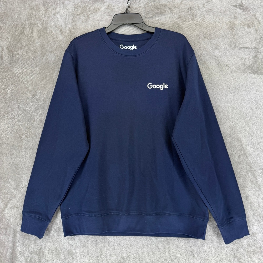 Google Sweatshirt Mens XL Navy Blue Organic Cotton Logo EUC